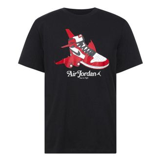 Nike Jordan Air Jordan Shoe Alphabet Printing Short Sleeve Black CN3597-010