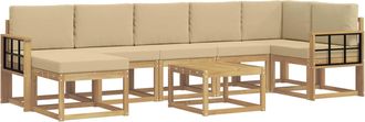 vidaXL Conjunto De Sof&aacute;s De Exterior 8 Uds. Y Beige Poli&eacute;ster Vidaxl