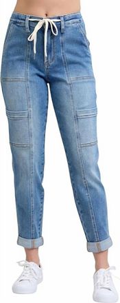 Judy Blue Cuffed Cargo Jogger In Medium Blue