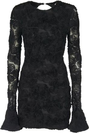 Rotate ROTATE Birger Christensen, Party Dresses, female, Black, Size: S Black Floral Mini Dress Rotation