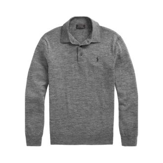 Polo Ralph Lauren Polo Shirts, male, Gray, Size: 2XL Polo in lana merino