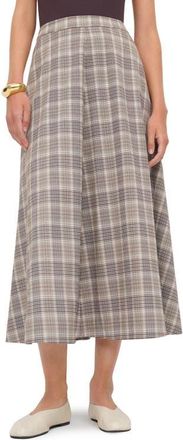 Reformation Peony Plaid Flare Skirt in Brown Check at Nordstrom, Size 12