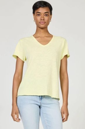 Dear John Denim Vanya V-Neck Slub Tee In Pale Yellow