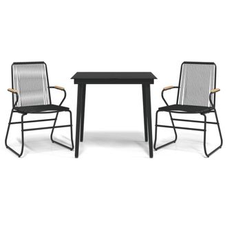 Berkfield Home 3 Piece Garden Dining Set Black PVC Rattan
