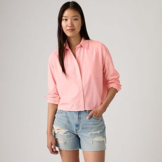Levi's Cropped Harlie Shirt - Womens - XS - Pink / Coral Blush GD