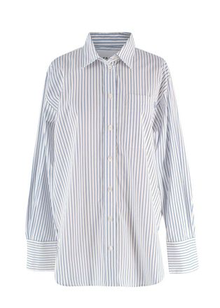 Frame Denim Blue and White Pinstripe Shirt Size S