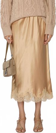 LoveShackFancy Malina Midi Skirt In Camel Charm