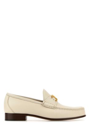 Valentino Garavani Ivory Leather V Logo Signature Loafers