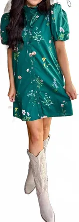 Entro Madison Mini Dress In Hunter Green
