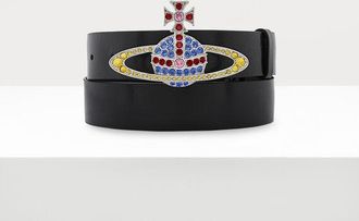 Vivienne Westwood Medium Bas Relief Belt Brass Platinum-sapphire-light-siam-light-topaz-siam S Unisex