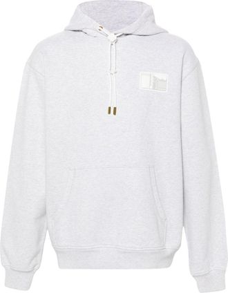 Casablanca Tennis Statues-patch hoodie - men - Organic Cotton/PVC - S - Grey