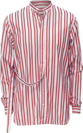 Jil Sander cotton red vertical stripes deconstructed shirt