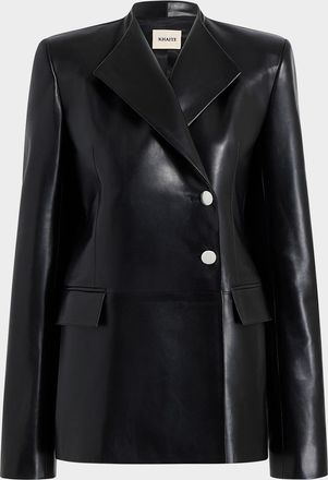 Khaite Elona Double-Breasted Leather Jacket