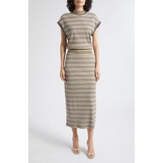 Ramy Brook Natalie Stripe Drop Waist Dress in Bone Stripe at Nordstrom, Size Xx-Small