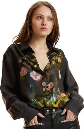 Cynthia Rowley Collectible Silk Blouse in Black at Nordstrom, Size X-Small