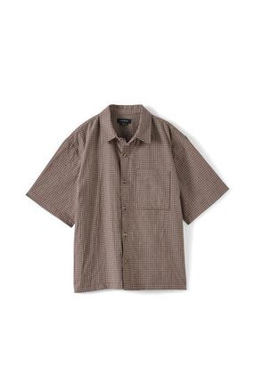 Cotton On Mens Darcy Short Sleeve Shirt in Choc Mini Check at Nordstrom, Size Xx-Large