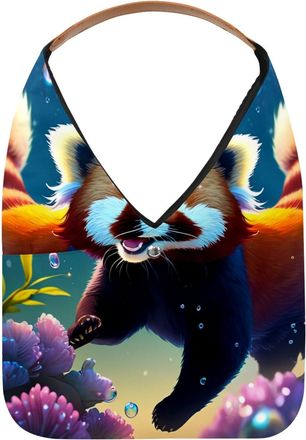 Generic Lovely Raccoon Swims Underwater Reusable Lightweight Grocery Bags - Foldable Into Compact Pouch, Washable & Sturdy, Multipurpose for Shopping and Trav