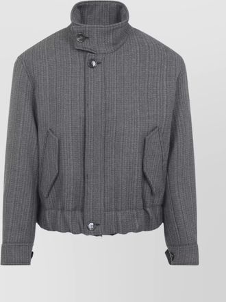 Ami high collar jacket with elasticated hem and pockets