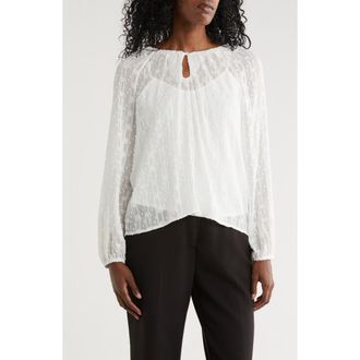 Nicole Miller Round Neck Raglan Sleeve Top in Brilliant White at Nordstrom Rack, Size X-Large