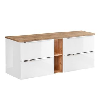 Petits Meubles Mueble bajo lavabo 140 cm 2 nichos estratificado Blanco