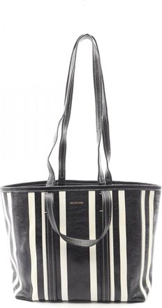 Balenciaga Black White Leather Handbag Tote Bag (Pre-Owned)