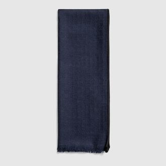 Gucci GG Wool Silk Jacquard Stole, Blue, Wool