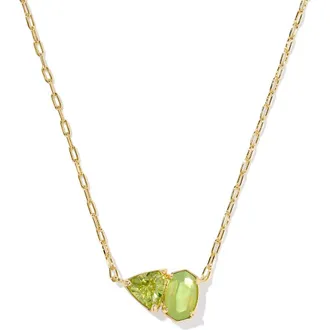 Kendra Scott Tatum Pendant Necklace in Gold Light Green Mix at Nordstrom
