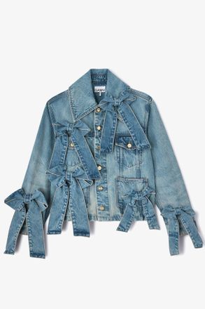 Ganni Blue Light Rigid Denim Jacket - Size 34 Organic Cotton