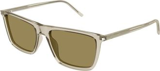 Saint Laurent Zonnebril - Heren - Zonnebrillen - Beige - 56 MM - Accessoires