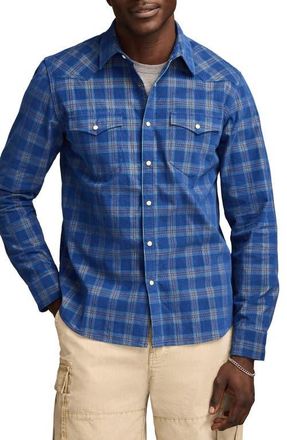 Lucky Brand Plaid Long Sleeve Corduroy Western Shirt in Blue Multi at Nordstrom, Size X-Large