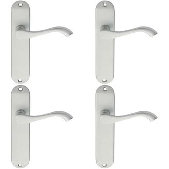 Loops 4x PAIR Curved Handle on Chamfered Latch Backplate 180 x 40mm Satin Chrome