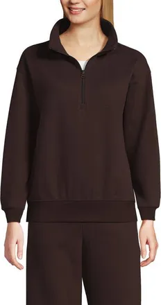 Lands End Serious Sweats Relaxed Quarter Zip Pullover Sweatshirt in Rich Seal Brown at Nordstrom, Size X-Large