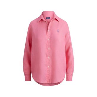 Polo Ralph Lauren Overhemden, Dames, Roze, XL, Linnen, Linnen Straight-Cut Shirt