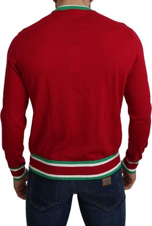 Dolce & Gabbana Mens Red Wool Silk Pig Of The Year Sweater Clothing