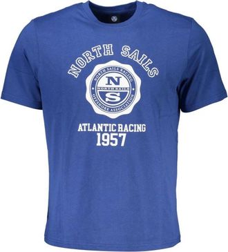 North Sails Blauw Katoen Print Logo T-Shirt - Heren - T-shirts - Blauw - S - Katoen - Tops