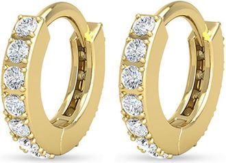 VEYNOU 14kt yellow gold Mini Huggies diamond hoop earrings - unisex - Other fibres - One Size