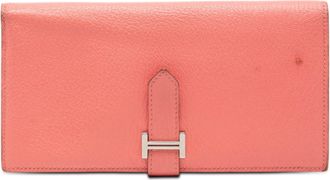 Herm&egrave;s Pink Chevre Leather Leather Long Wallet (Bi-Fold) (Pre-Owned)