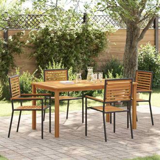 vidaXL Conjunto De Comedor De Jard&iacute;n 5 Pcs Negro Polirat&aacute;n Vidaxl
