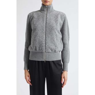Herno Mixed Media Faux Shearling Jacket in 9406 Grigio Perla at Nordstrom, Size X-Large