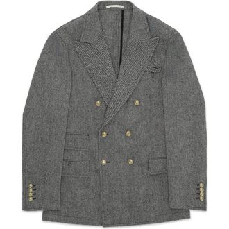 Fortela Travel Classic Herringbone Double Breasted Blazer in Multicolor at Nordstrom, Size 52 Eu