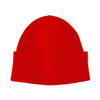 Marine Serre Moon Logo Gebreide Muts - unisex - Accessoires - Rood - Maat: ONE Size Zijde