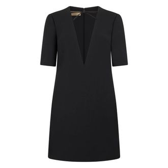 Valentino Garavani Short Dresses, female, Black, Size: M Crepe Couture Short Dress