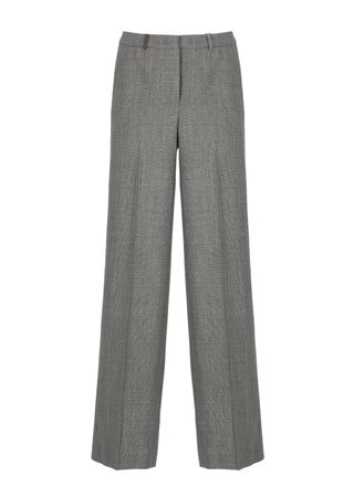 PESERICO Wide-Leg Glitter Fabric Pants With Textured Design