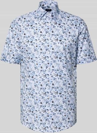 Olymp Regular Fit Business-Hemd mit floralem Muster und Kentkragen in Bleu, Gr&ouml;&szlig;e 39