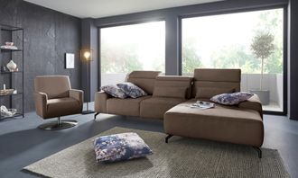 Sit&more Ecksofa »Gizeh L-Form« Fusshöhe 12 cm, inklusive Sitztiefenverstellung und Kopfteilverstellung