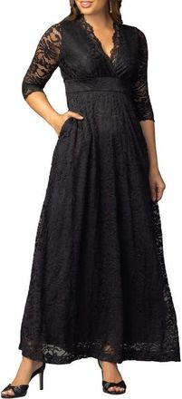 Kiyonna Maria Lace Evening Gown in Onyx at Nordstrom, Size X-Small