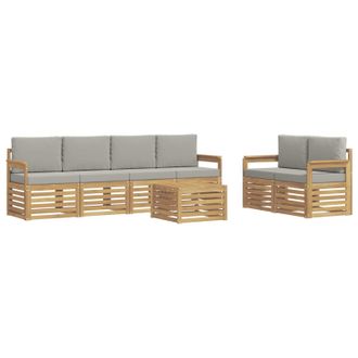vidaXL Conjunto De Sof&aacute;s De Exterior 7 Pcs Blanco Y Gris Claro Vidaxl