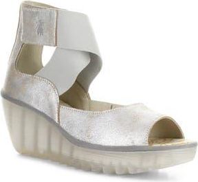 FLY London Yefi Platform Wedge Sandal in 002 Pearl Cool at Nordstrom Rack, Size 10-10.5Us / 41Eu