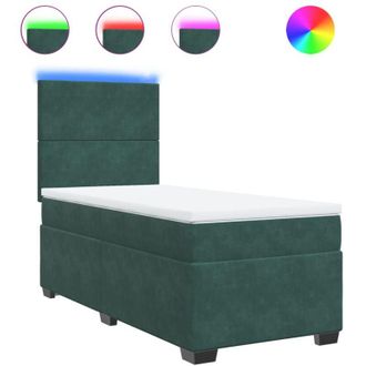 vidaXL Vidaxl - Cama Box Spring Con Colch&oacute;n Terciopelo Verde Oscuro 90x190 Cm