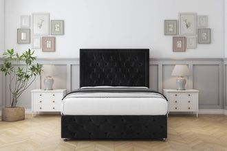 Comfort Beds Winchester Naples Divan Base No Drawers - 26 Headboard-Footboard in Black | Size: Small Double